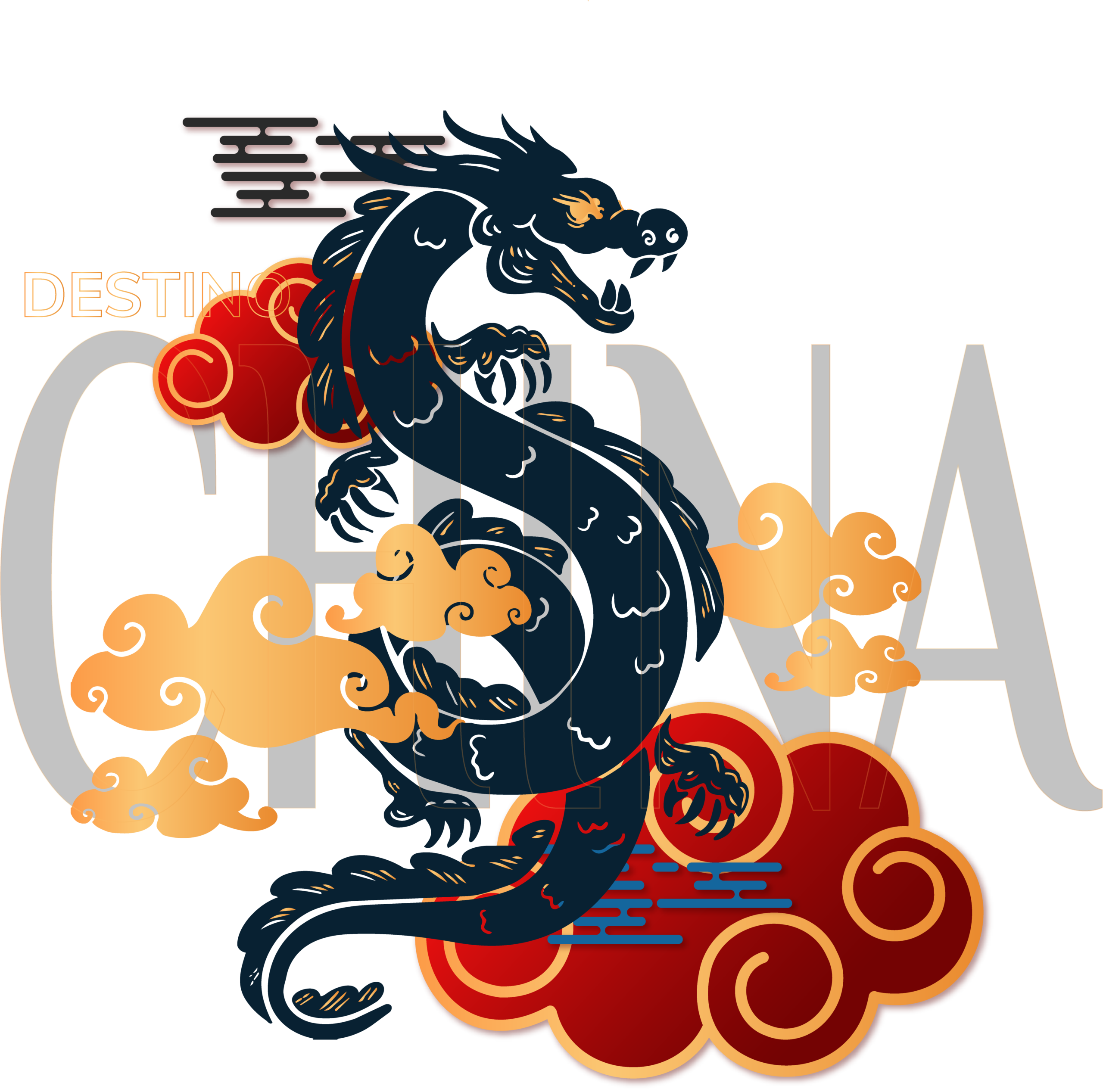 ilustracion con dragon caracteristico de destino china